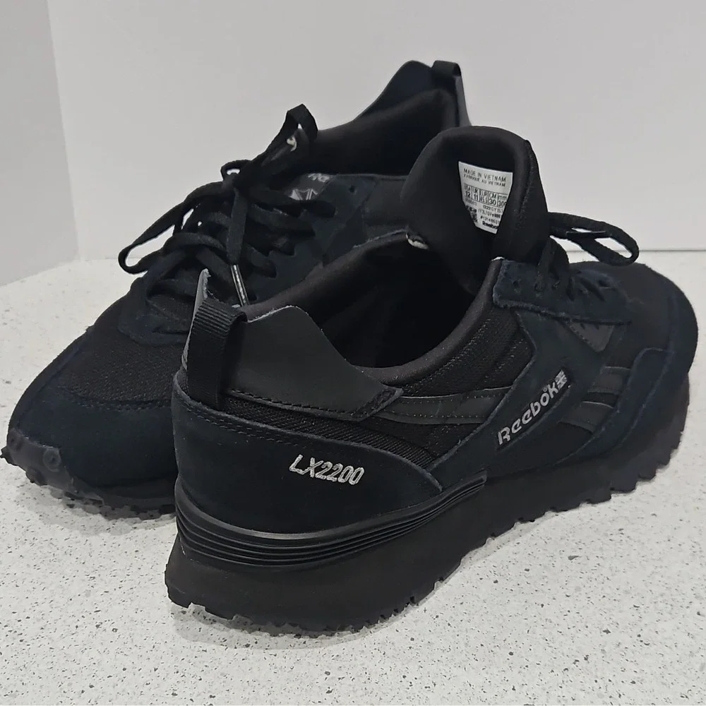 Reebok LX2200 Mens Black Suede Mesh Running Shoes Sneakers GY1532 Size 12